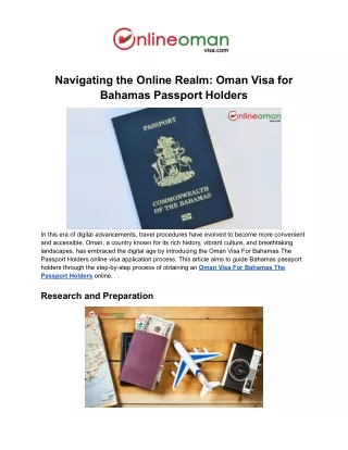 Oman Visa for Bahamas Passport Holders
