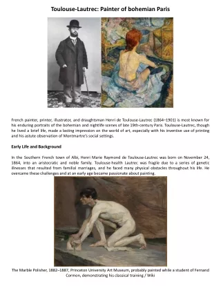 Toulouse-Lautrec - Painter of bohemian Paris