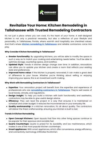 Revitalize Your Home Kitchen Remodeling in Tallahassee with Trusted Remodeling Contractors