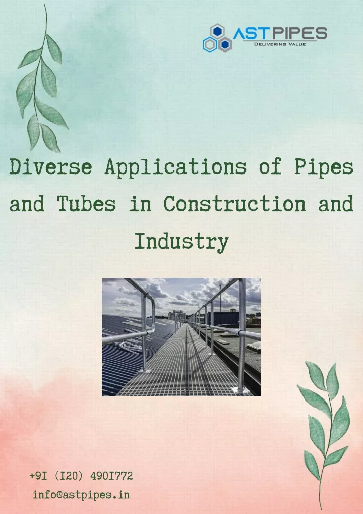 diverse applications of pipes and tubes