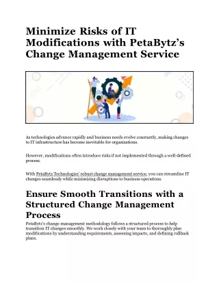 Minimize Risks of IT Modifications with PetaBytz