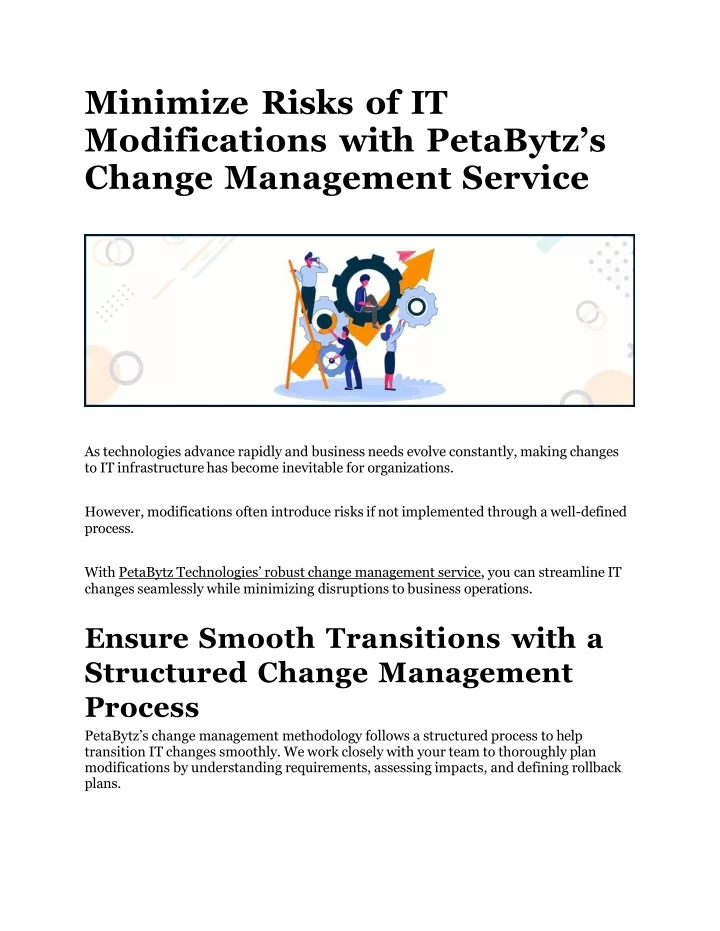 minimize risks of it modifications with petabytz s change management service