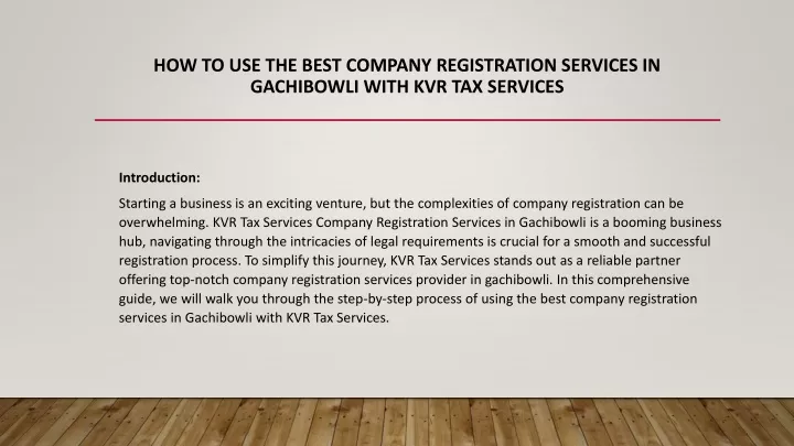 how to use the best company registration services in gachibowli with kvr tax services