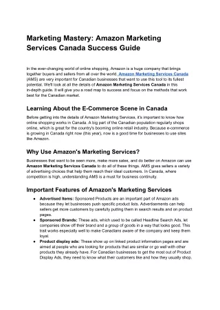 marketing mastery amazon marketing services