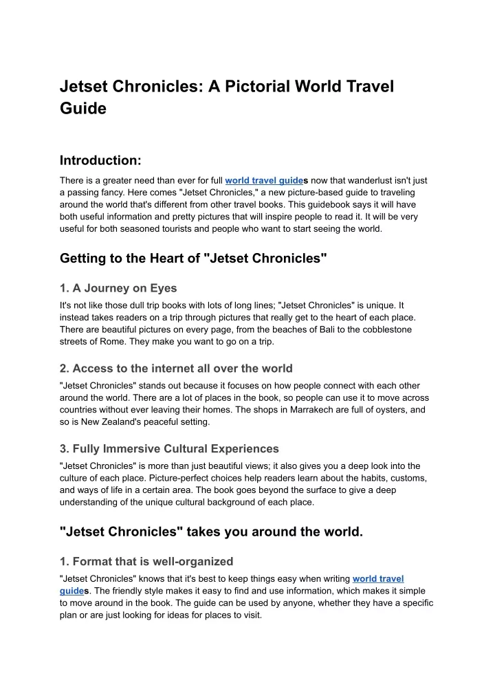 jetset chronicles a pictorial world travel guide