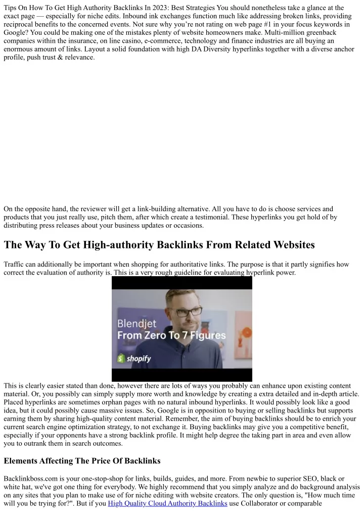 tips on how to get high authority backlinks