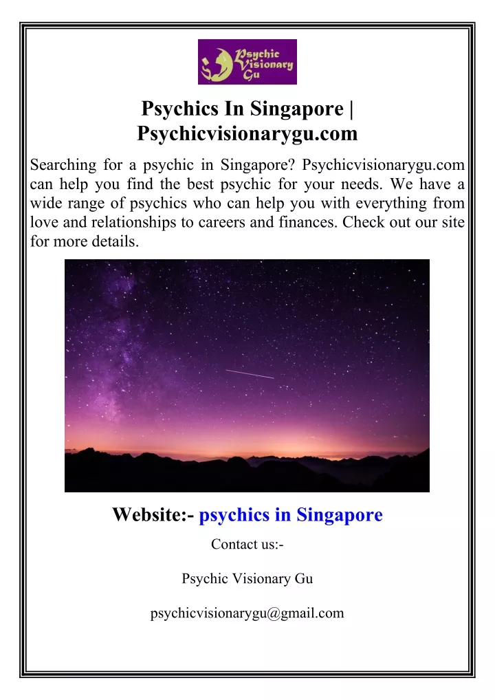 psychics in singapore psychicvisionarygu com