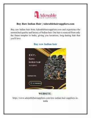 Buy Raw Indian Hair  Adorablehairsuppliers.com