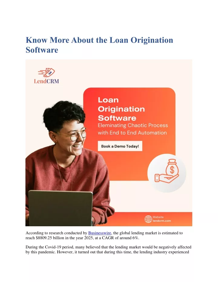 know more about the loan origination software