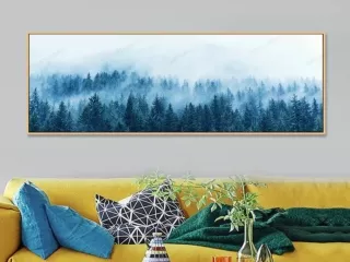 Paintings of forests and mountains decorate the house