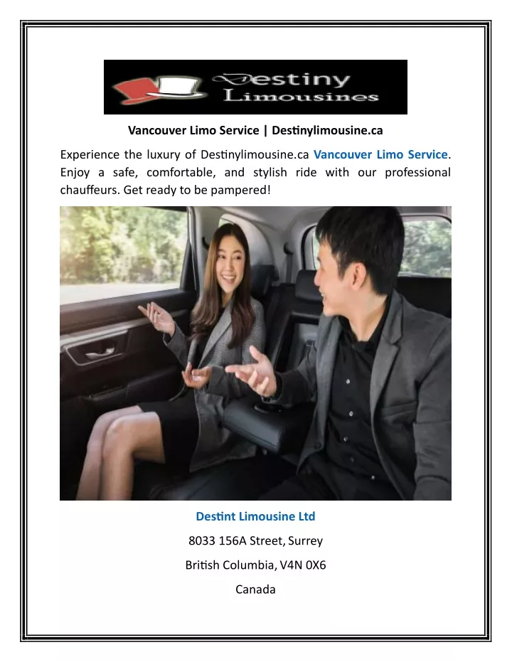 vancouver limo service destinylimousine ca