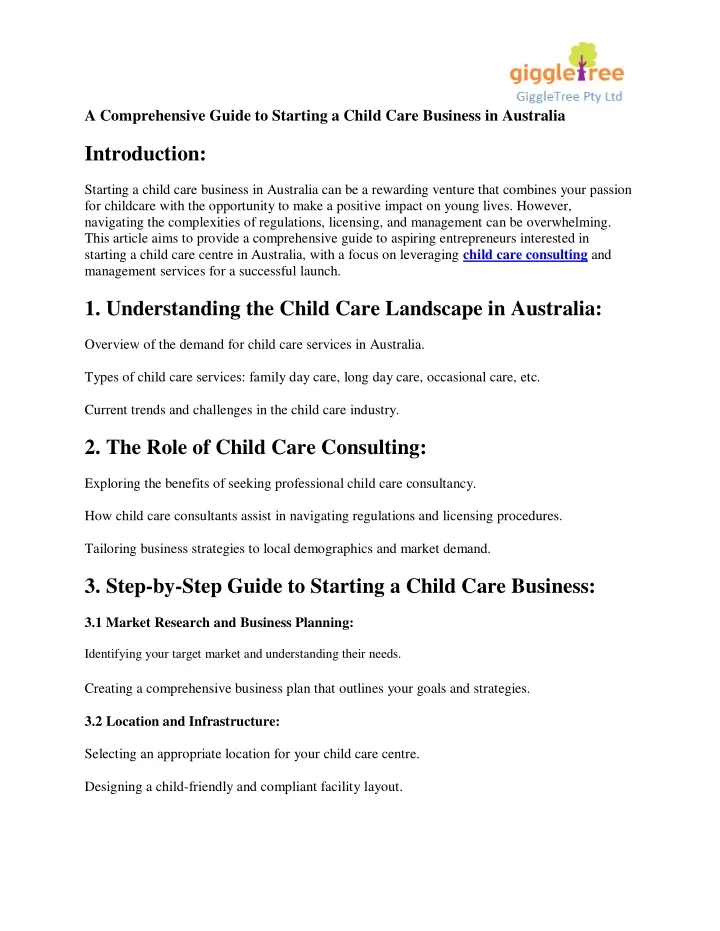 a comprehensive guide to starting a child care