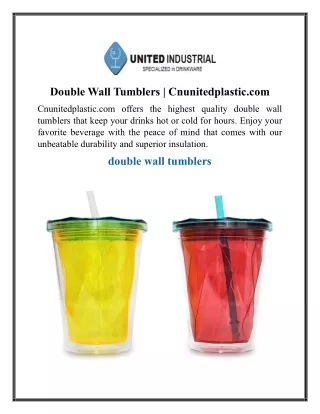 Double Wall Tumblers | Cnunitedplastic.com