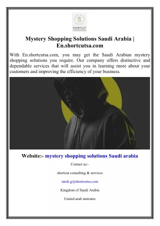 Mystery Shopping Solutions Saudi Arabia  En.shortcutsa.com