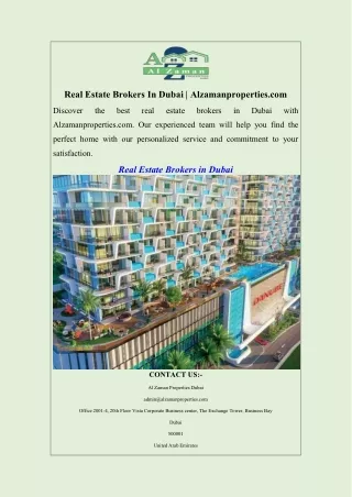 Real Estate Brokers In Dubai  Alzamanproperties.com