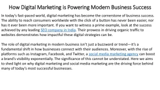 How Digital Marketing is Powering Modern Business Success