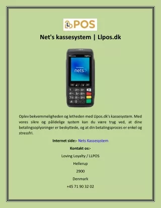 Net's kassesystem  Llpos.dk