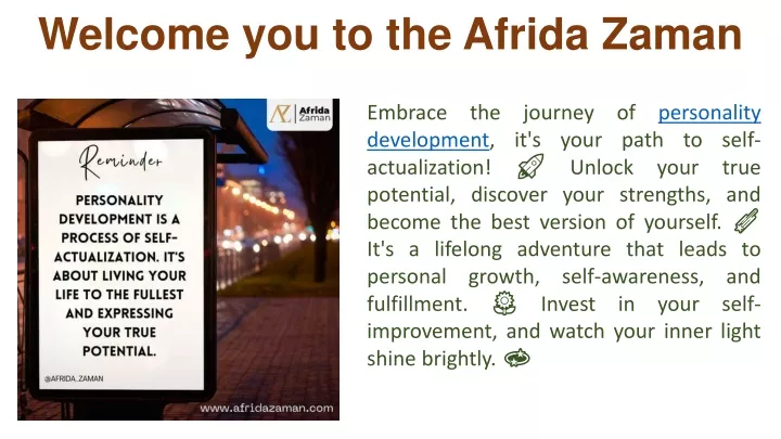 welcome you to the afrida zaman