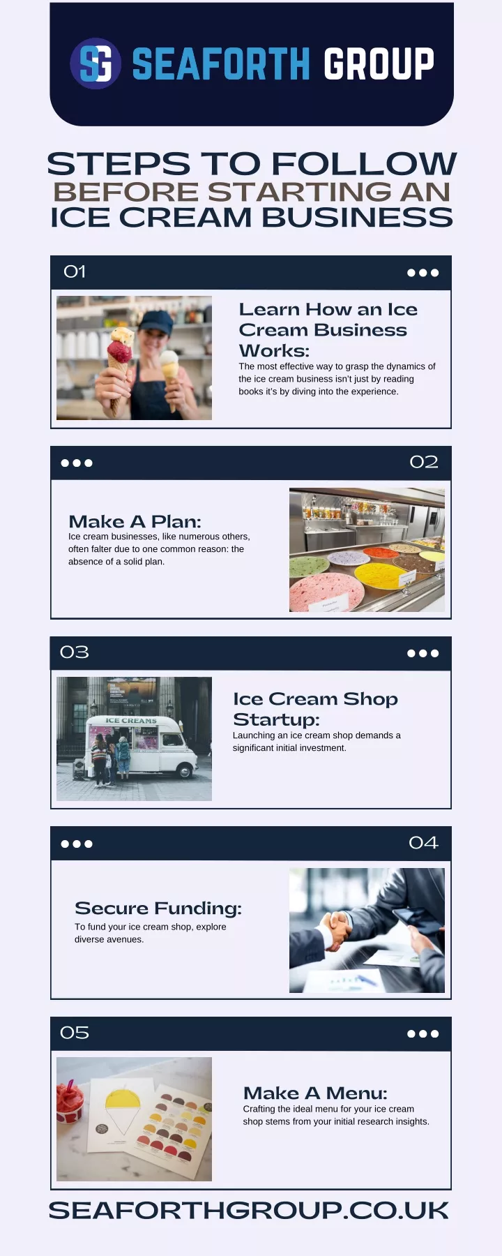 steps to follow before starting an ice cream