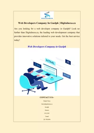 Web Developers Company In Guelph  Digitalnexa.ca