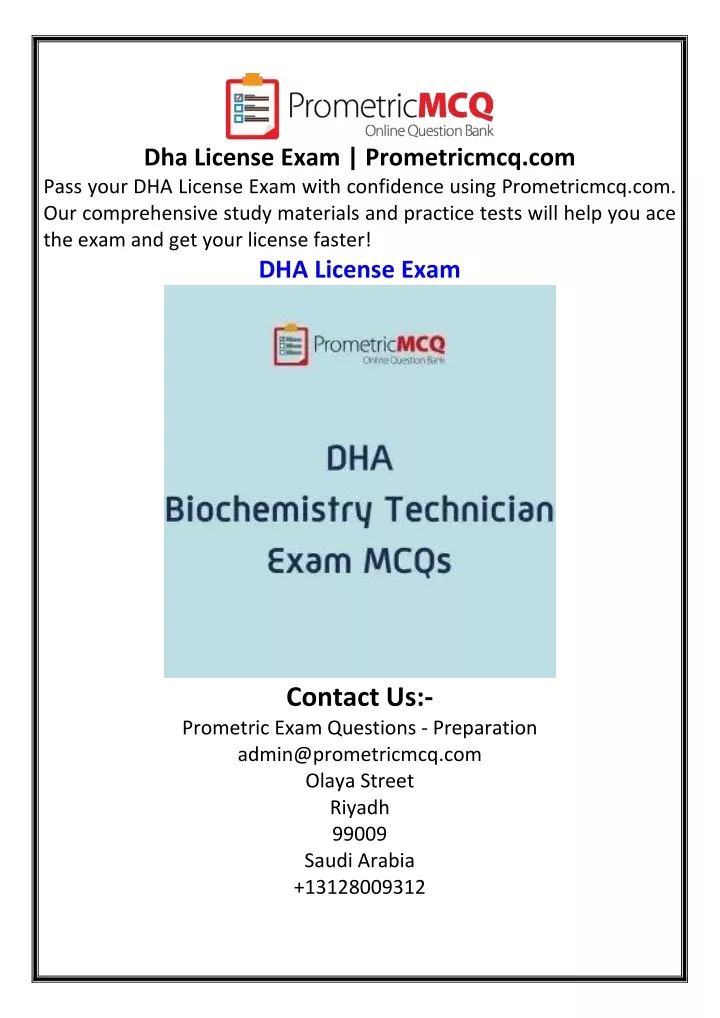 PPT - Dha License Exam Prometricmcq.com PowerPoint Presentation, Free ...