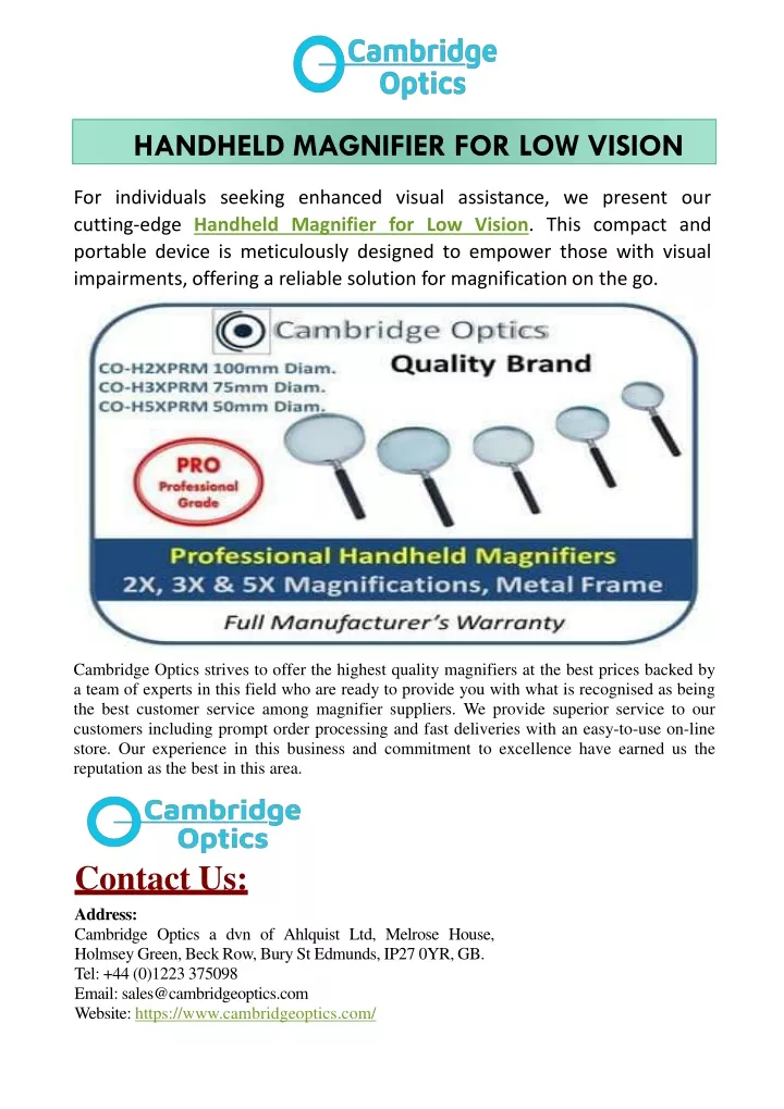 handheld magnifier for low vision