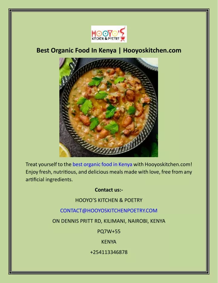 best organic food in kenya hooyoskitchen com