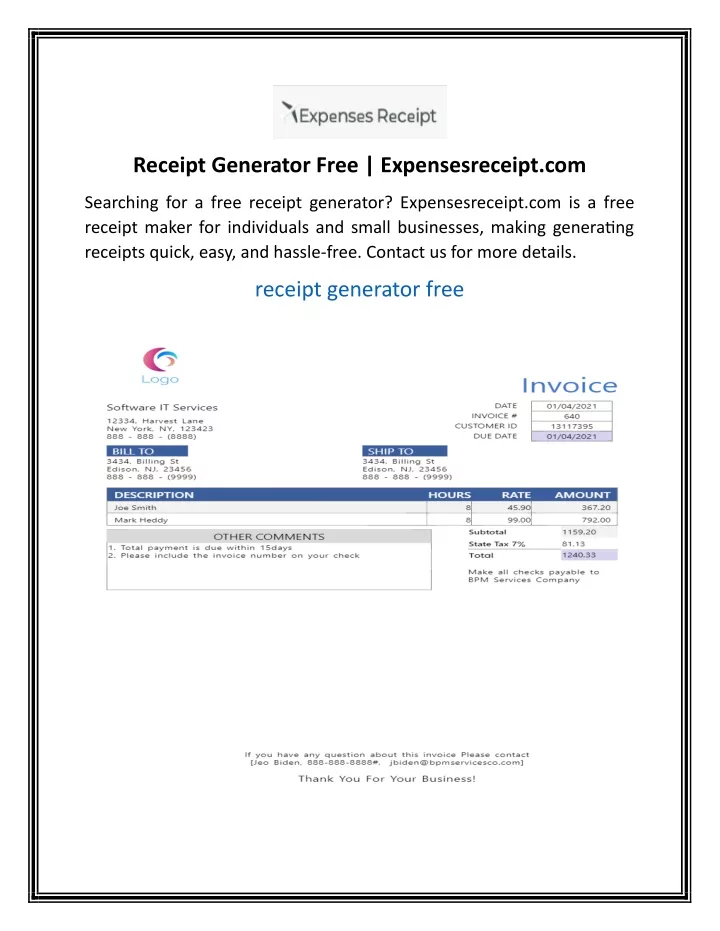 receipt generator free expensesreceipt com
