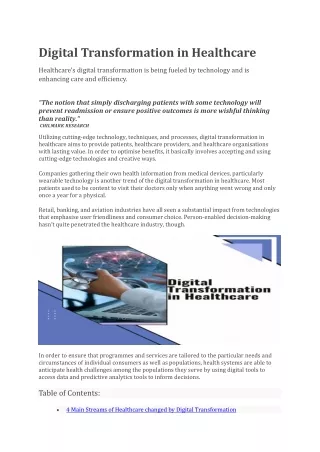 digital transformation in healthcare