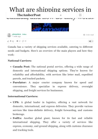 What are shipping services in Canada, and how do they work