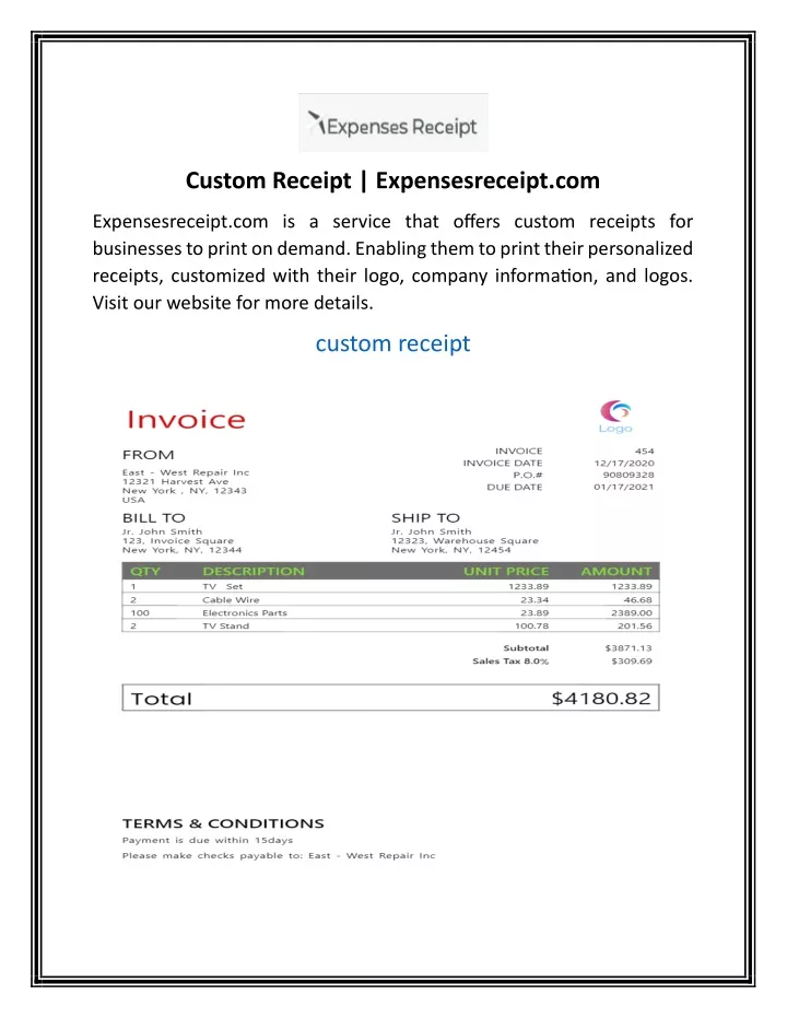 custom receipt expensesreceipt com