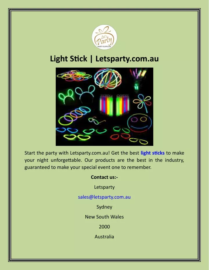 light stick letsparty com au