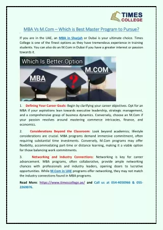 mba vs m com mba vs m com which is best master