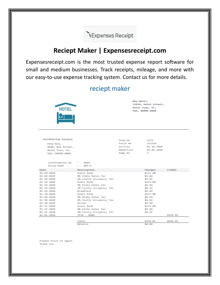 reciept maker expensesreceipt com