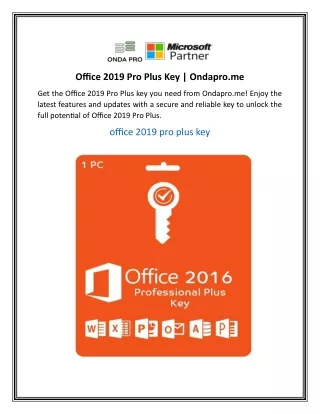 Office 2019 Pro Plus Key  Ondapro.me