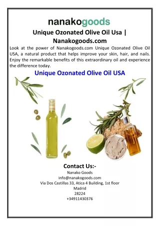 Unique Ozonated Olive Oil Usa  Nanakogoods.com