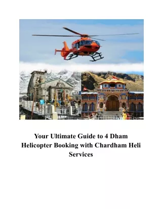 Your Ultimate Guide to 4 Dham Helicopter Booking with Chardham Heli Services