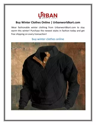 Buy Winter Clothes Online  Urbanworldkart