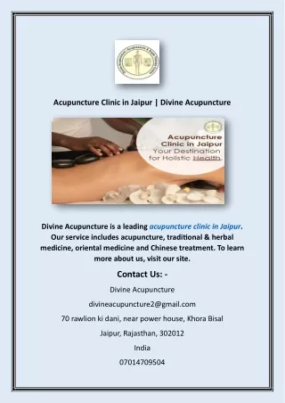 Acupuncture Clinic in Jaipur | Divine Acupuncture