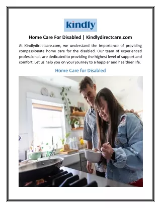 Home Care For Disabled  Kindlydirectcare