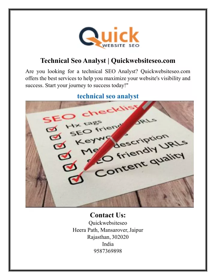 technical seo analyst quickwebsiteseo com