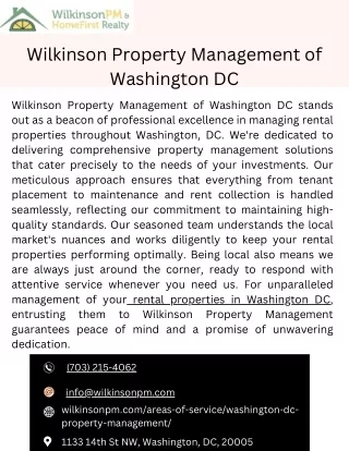 Wilkinson Property Management of Washington DC