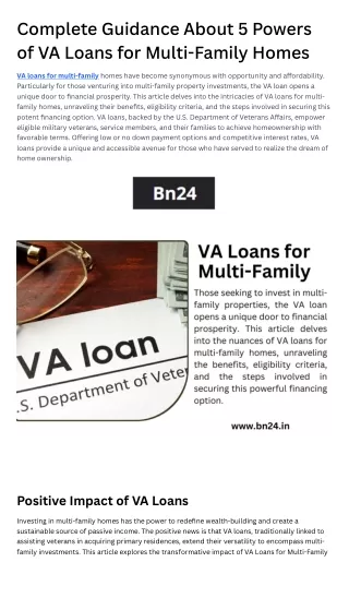 Complete Guidance About 5 Powers of VA Loans for Multi-Family Homes