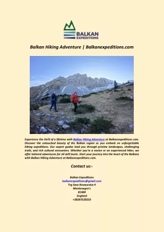 Balkan Hiking Adventure  Balkanexpeditions.com