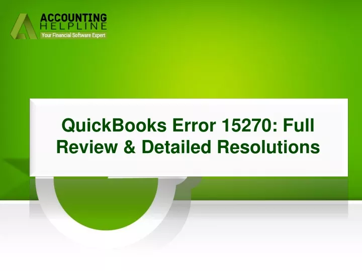 quickbooks error 15270 full review detailed resolutions