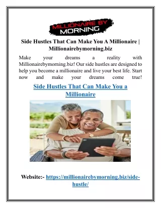Side Hustles That Can Make You A Millionaire | Millionairebymorning.biz