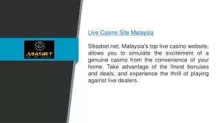 Live Casino Site Malaysia S9asbet.net