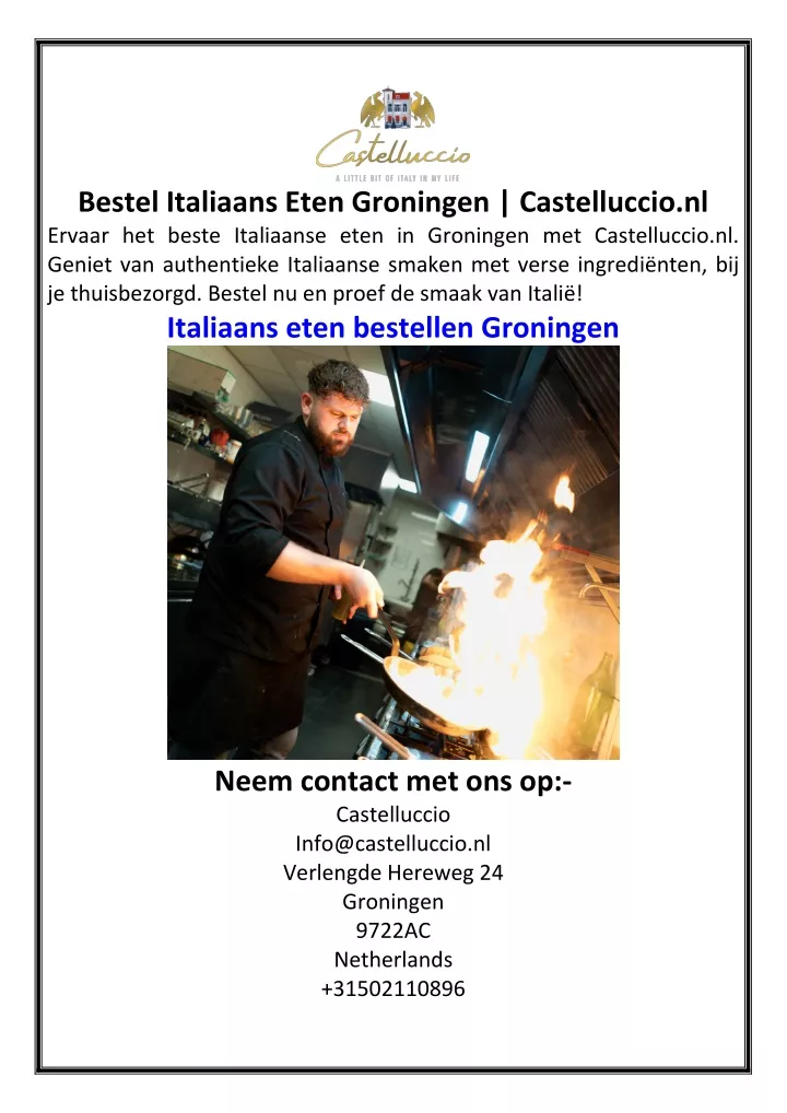 bestel italiaans eten groningen castelluccio