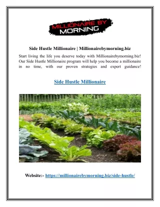 Side Hustle Millionaire | Millionairebymorning.biz