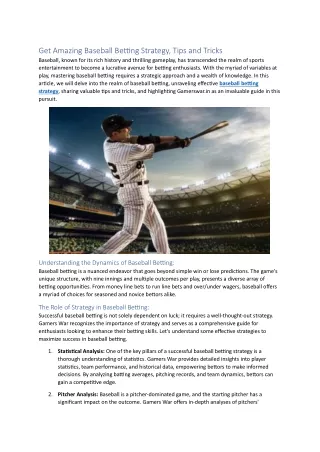 Get Expert Baseball Betting Strategy, Tips and Tricks